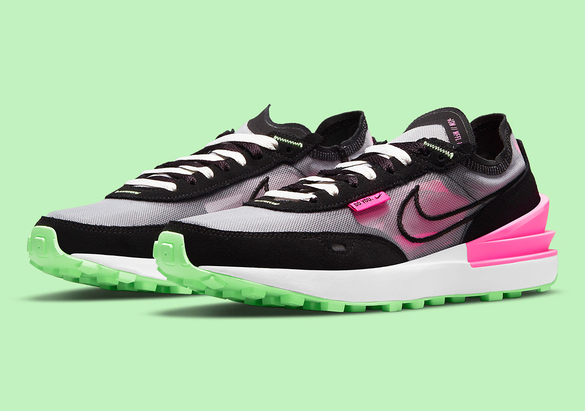 Neon Watermelon Accents Animate The Nike Waffle One