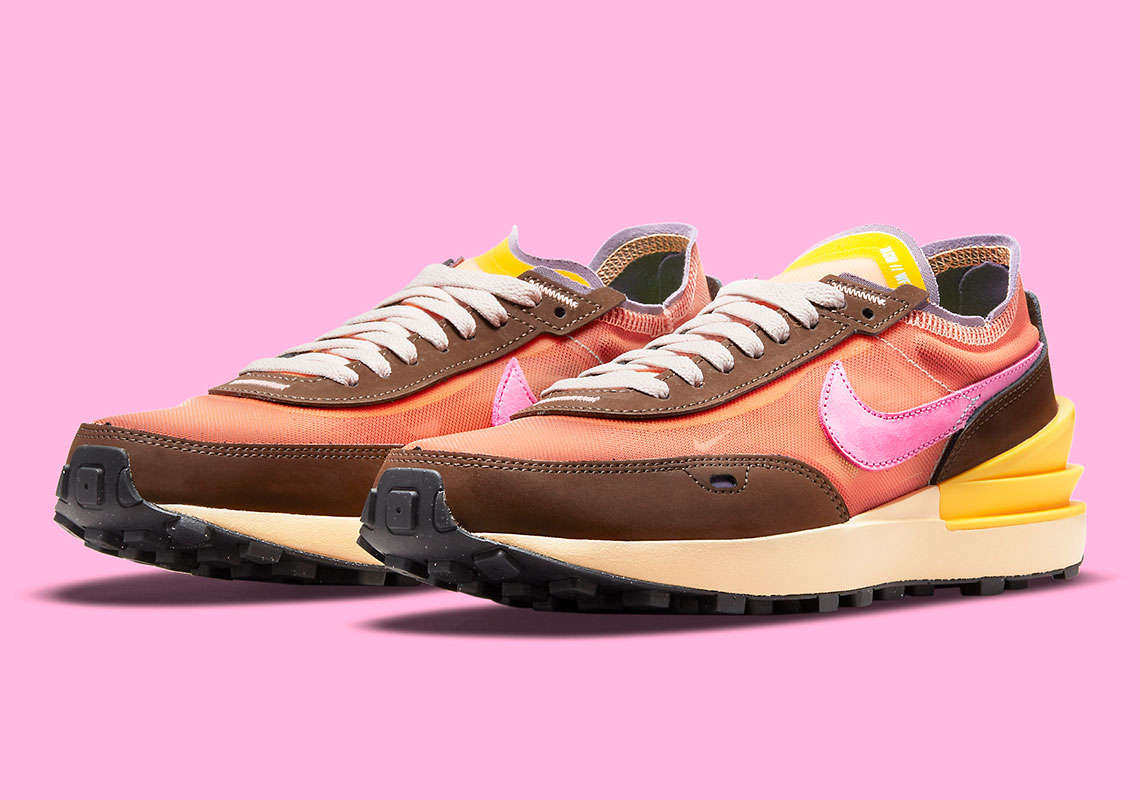 Pink Dyed Swooshes Appear On This Women's Nike Waffle One "Exeter Edition"