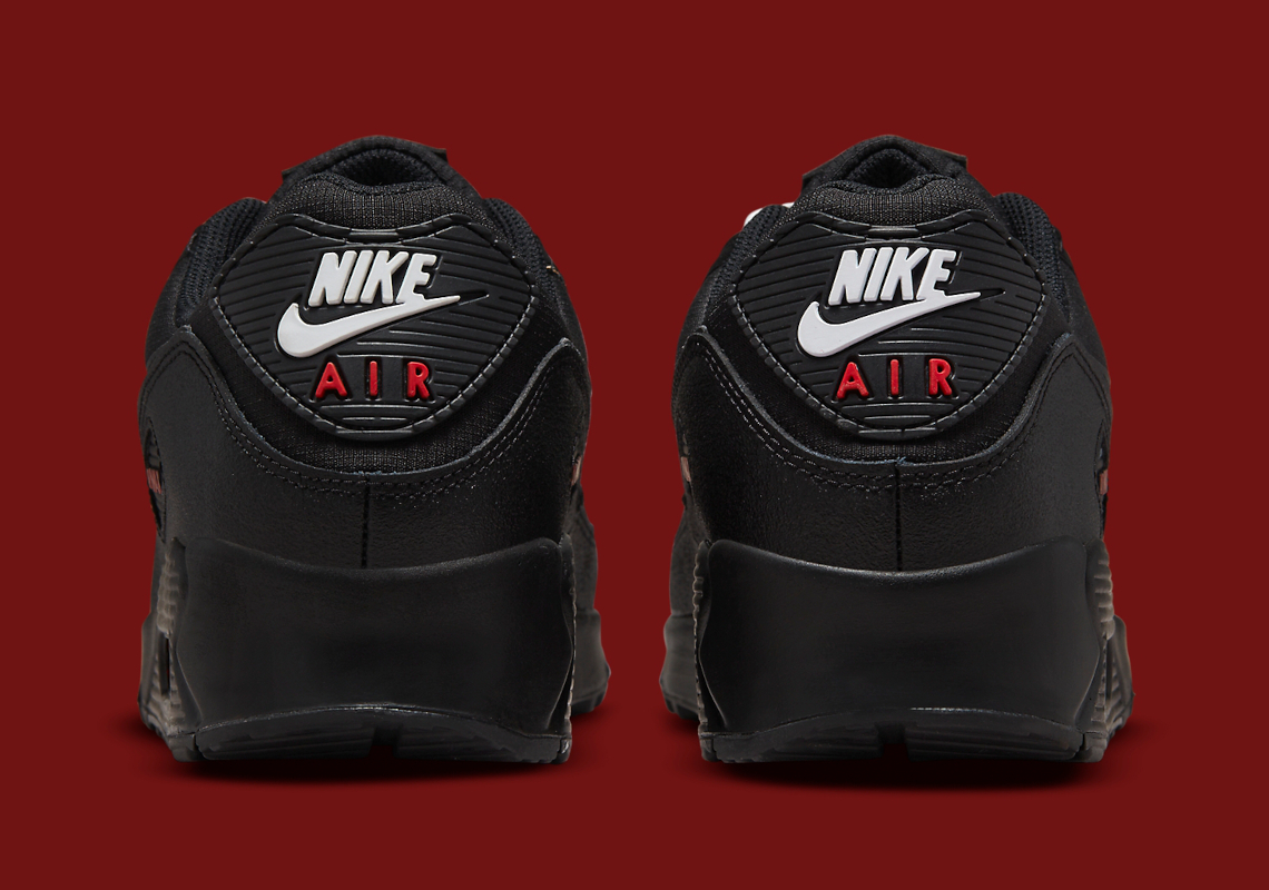 Nike Air Max 90 ID BY YOU Black Red Mens US 10-12 RARE Custom DO7430 900
