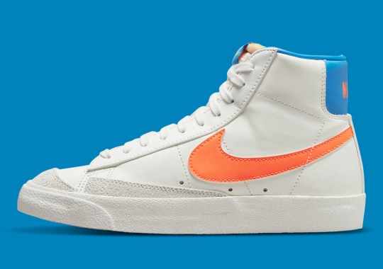 Bright Blue And Orange Appear On The Nike Blazer Mid ’77