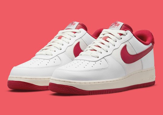 A Classic White And Red Pairing Arrives On Another Letterman Jacket-Inspired Nike Air Force 1