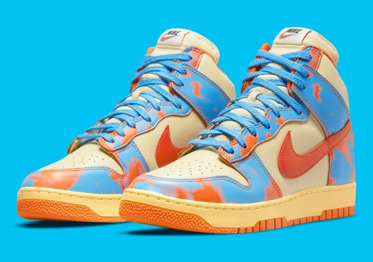 The Nike Dunk High 1985 “Acid Wash” Appears In Orange And Blue