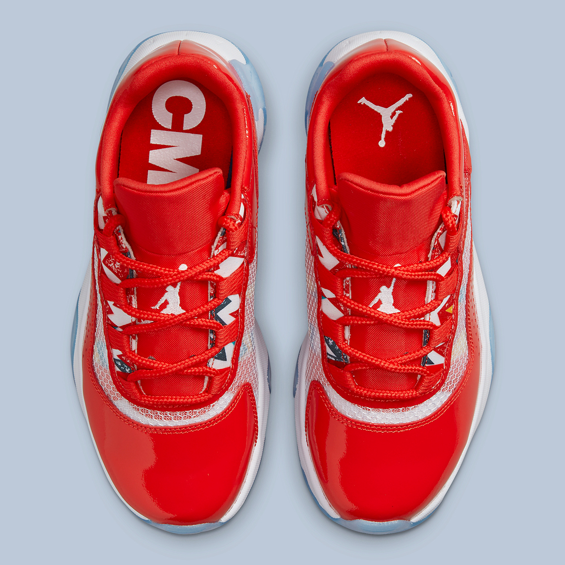 Red jordan 11 on sale laces