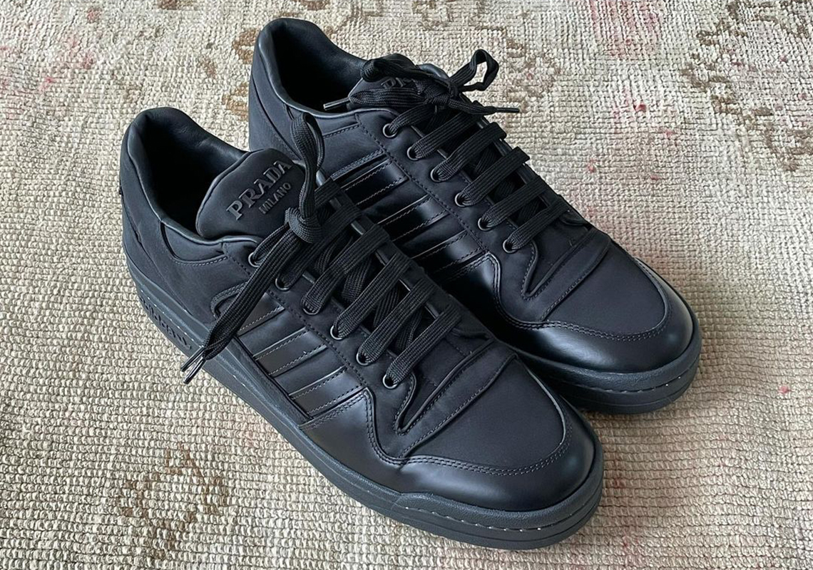 Prada adidas Forum Low Triple Black GY7043 | SneakerNews.com