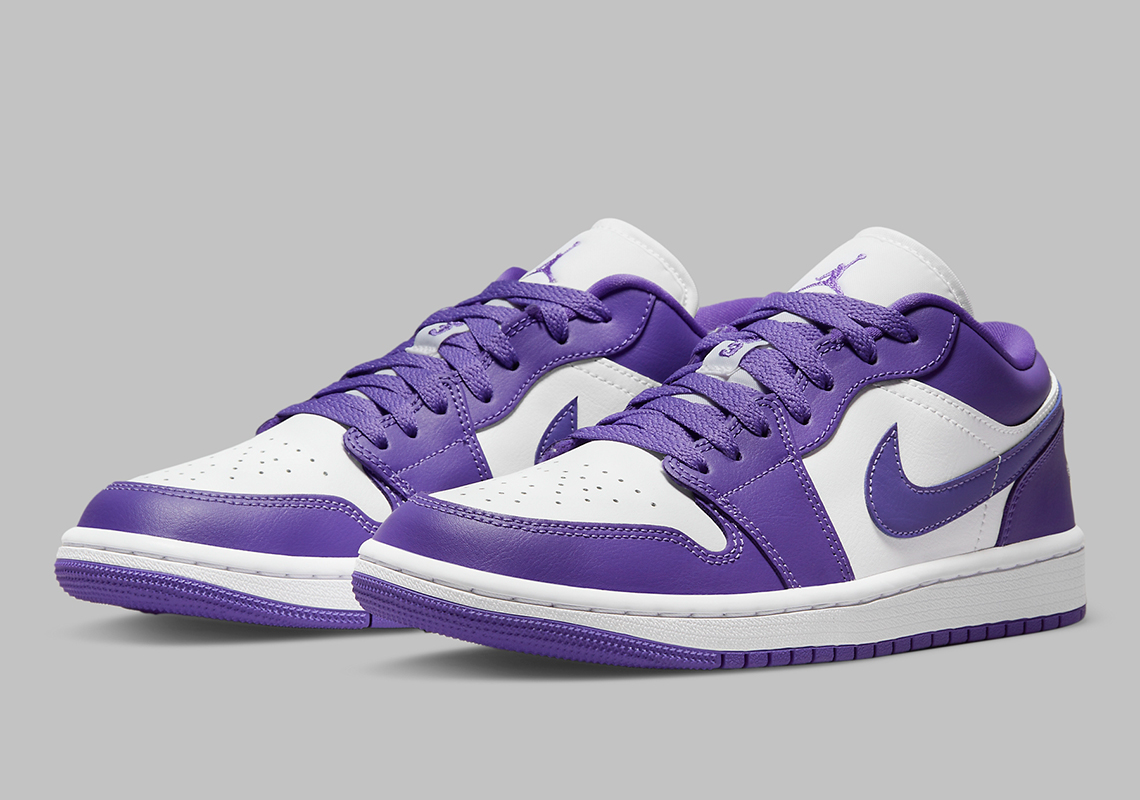 The purple shop and white jordans