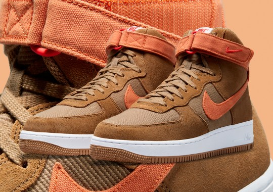 The Nike Air Force 1 High Gets Ready For Winter With Brown Suede And Orange Canvas