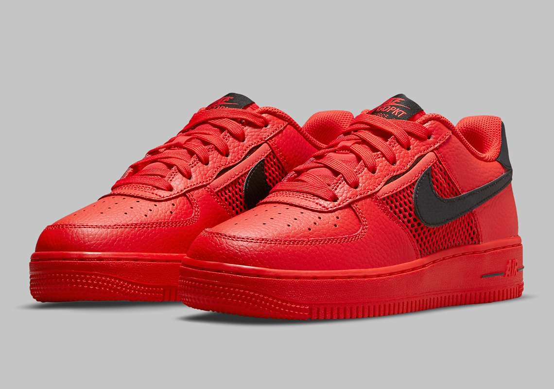 Nike Air Force 1 Low Gs Mesh Red Black Dh9596 600 2