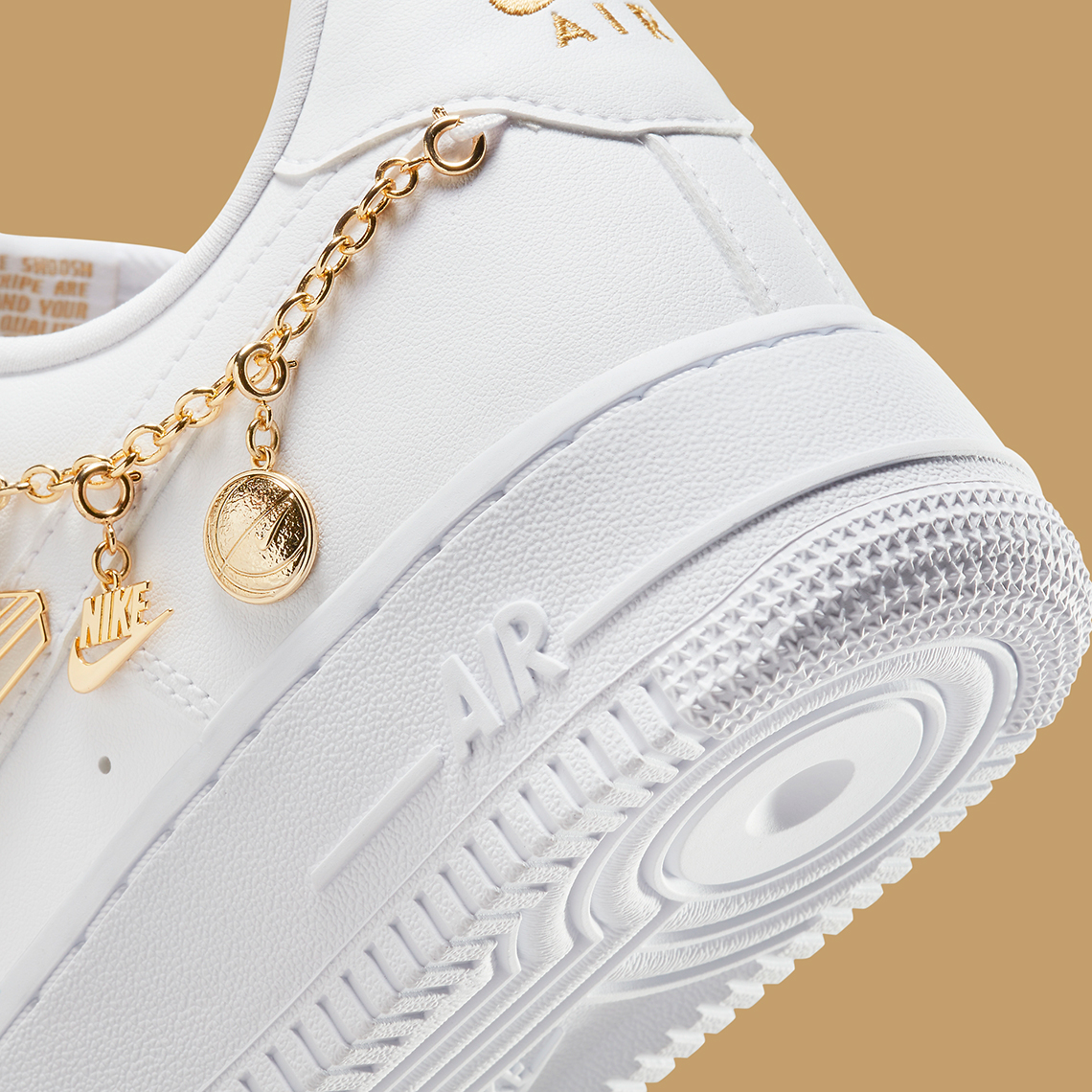 Nike Air Force 1 Low White Metallic Gold Gold Charms Dd1525 100 3