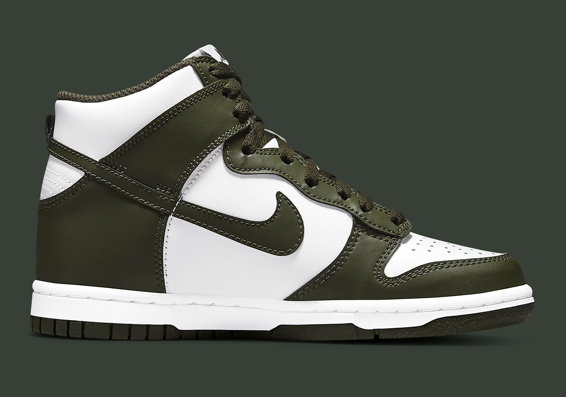 olive green and white dunks