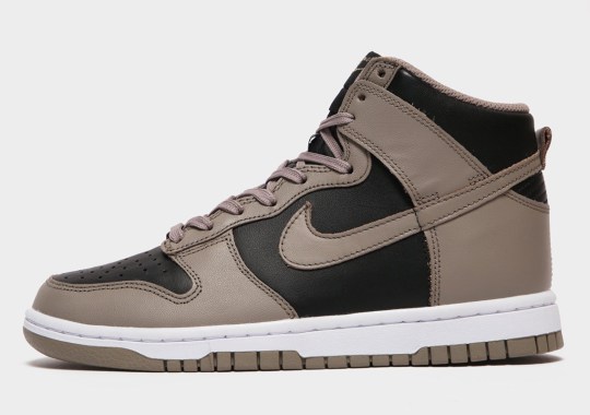 The Nike elite Dunk High Appears In Moon Fossil And Black