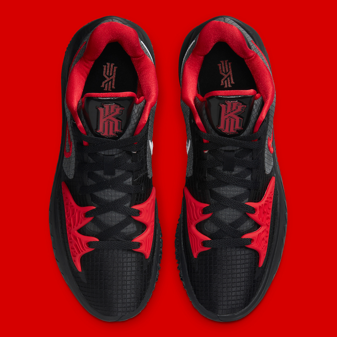 kyrie red and black shoes