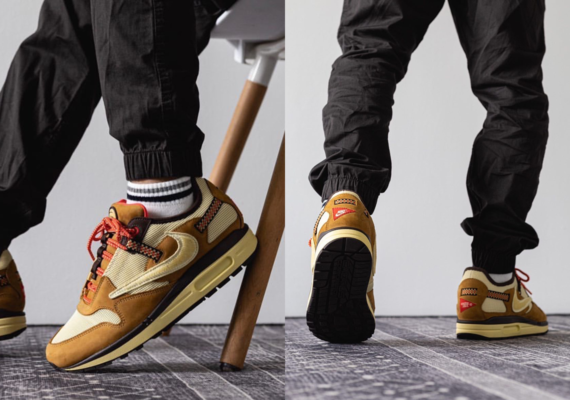 Air max 1 wheat on feet on sale