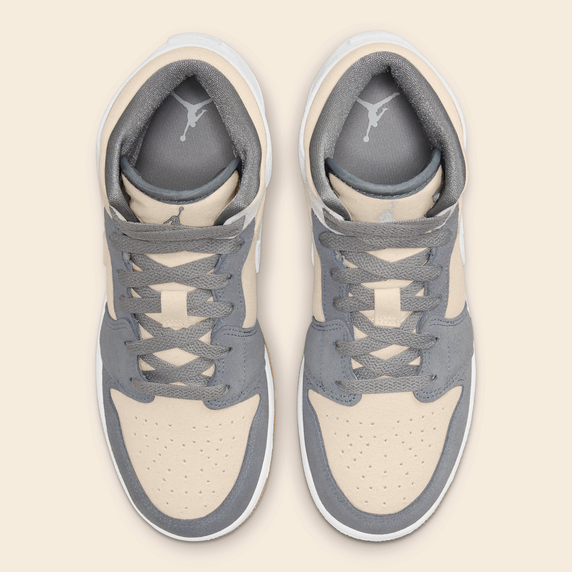 Air Jordan 1 Mid GS Grey Cream Suede DN4346-100 | SneakerNews.com