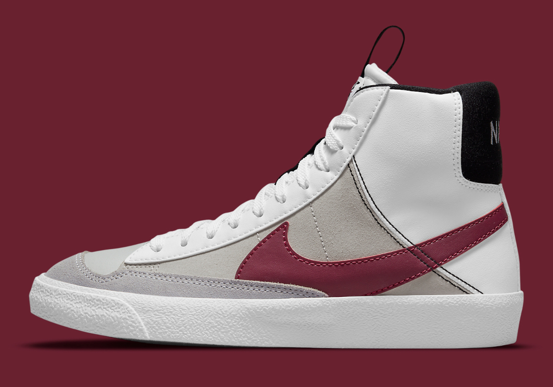 white and maroon nike blazers