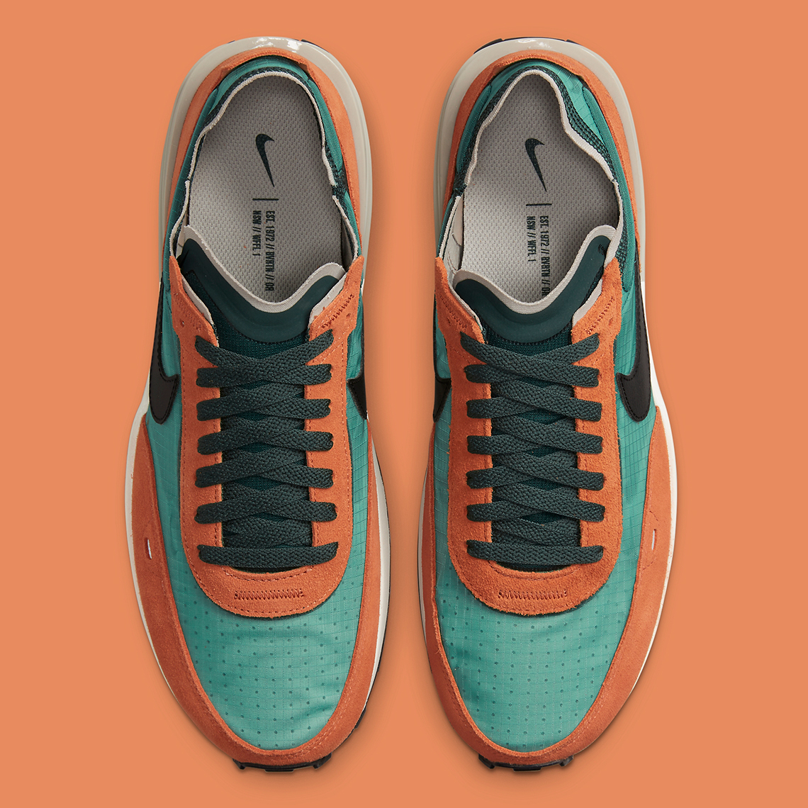 nike waffle one green and orange