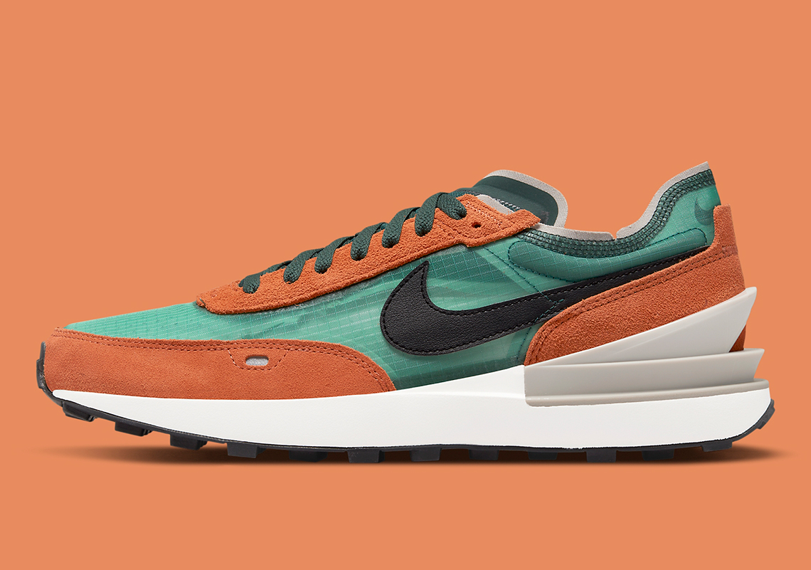 nike waffle green and orange