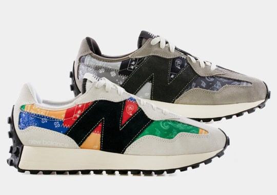 Shoe Palace Patchworks Together Bandanas For Their Two New Balance 574 Sneakers bianco sporco rosas