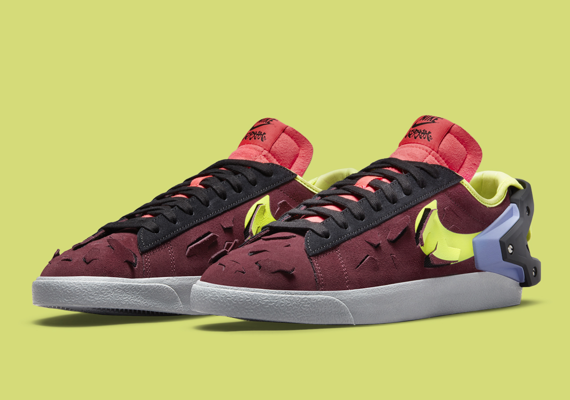 Official Images Of The ACRONYM x Nike Blazer Low "Night Maroon"