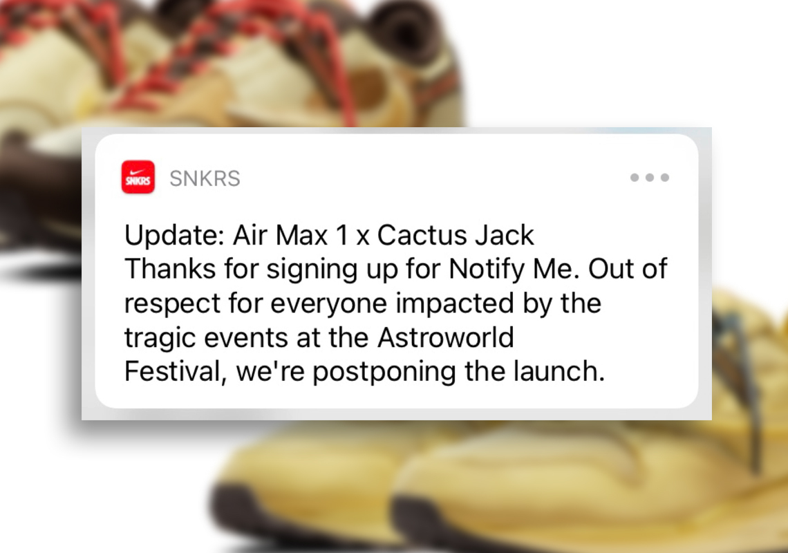 Travis Scott Nike Air Max 1 Release Date Postponed | SneakerNews.com