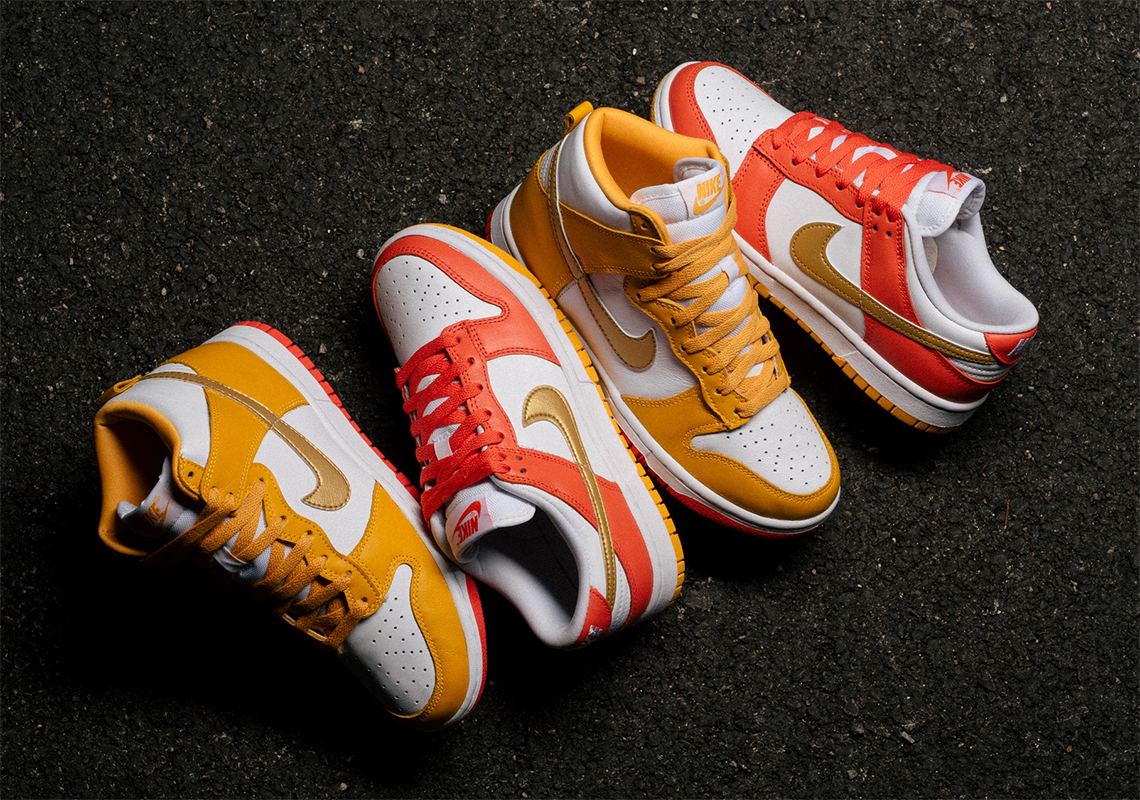 Where To Buy The Nike Swoosh Dunk Womens "University Gold" Pack
