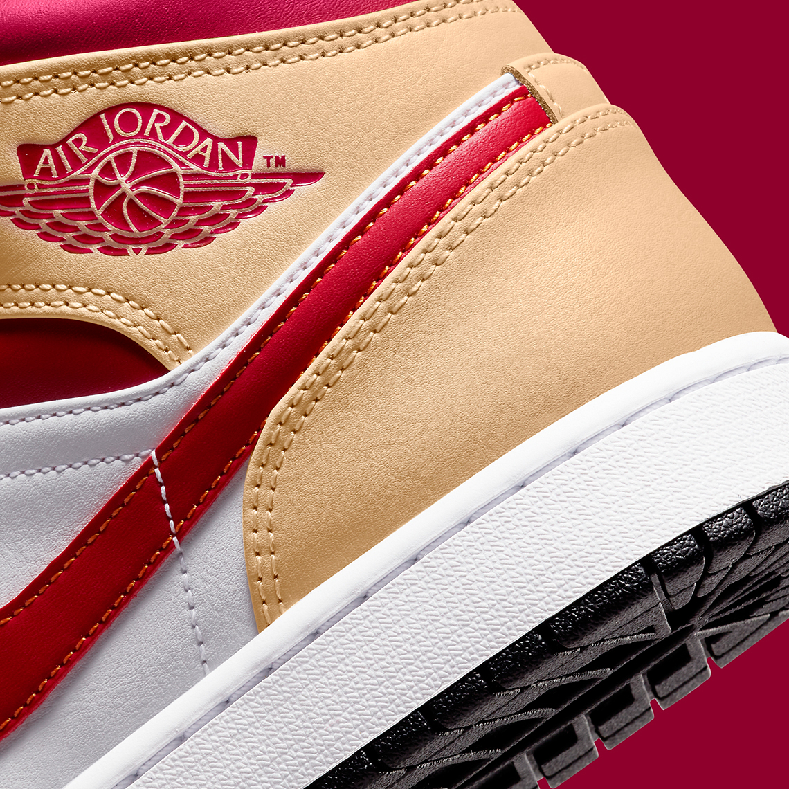 Air Jordan 1 Mid GS Beige Red 554725-201 Release | SneakerNews.com