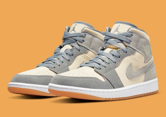 This 2022-Bound Air Jordan 1 Mid Pairs “Coconut Milk” With “Particle Grey”