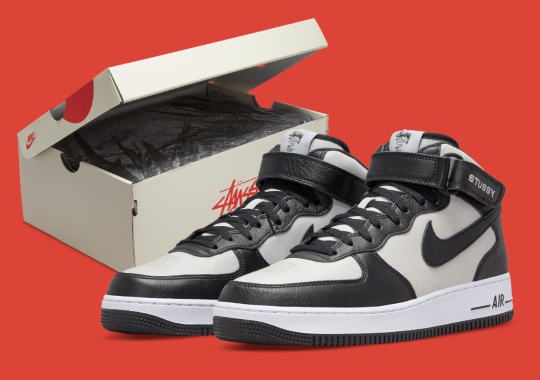 Official Images Of The Stussy x Nike Air Force 1 Mid In Black/Grey