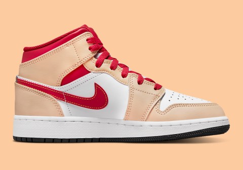 Air Jordan 1 Mid GS Beige Red 554725-201 Release | SneakerNews.com