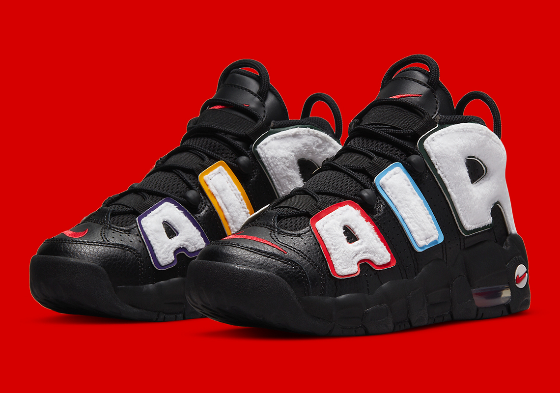 Warm Fleece Covers "AIR"-Branding On This Kid's Nike Air More Uptempo