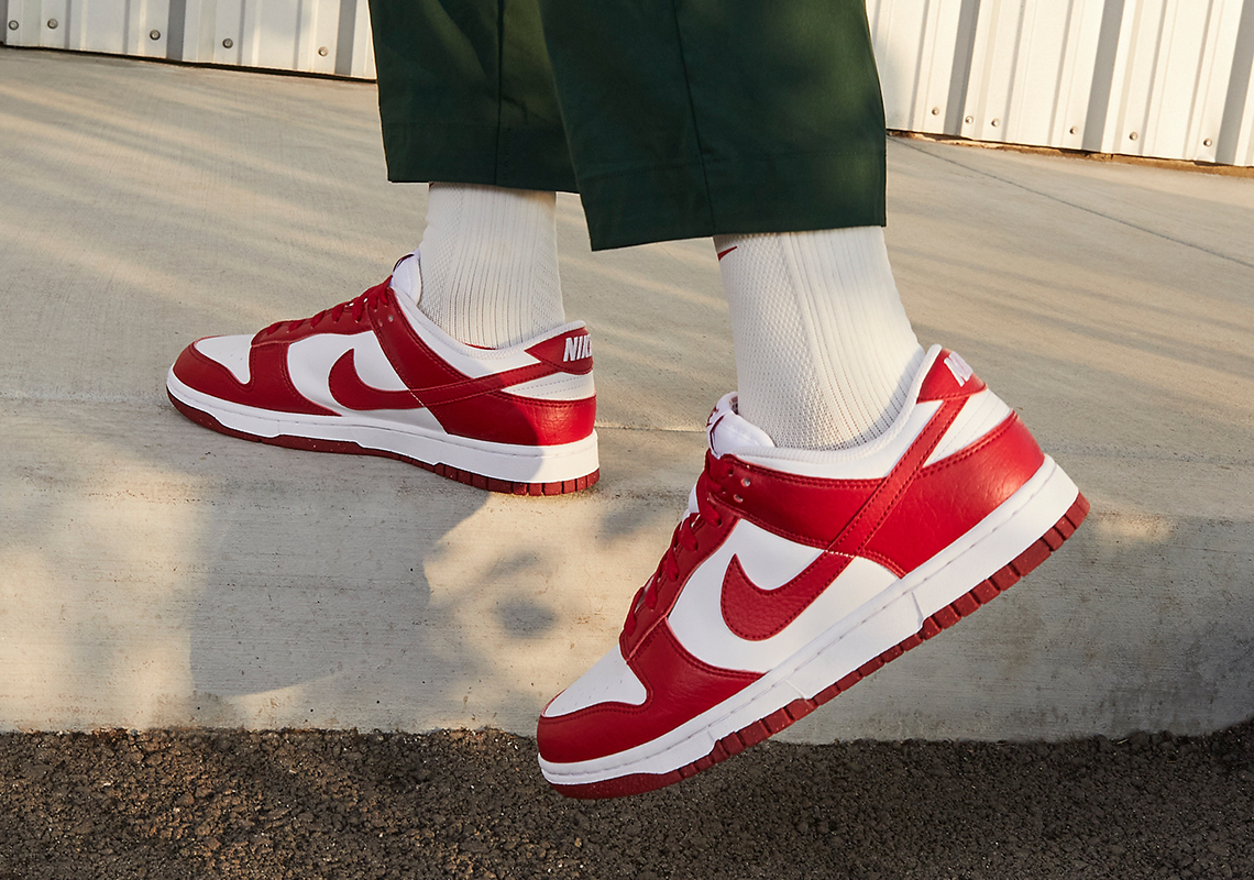 nike mens dunk low next nature university red white release date 6