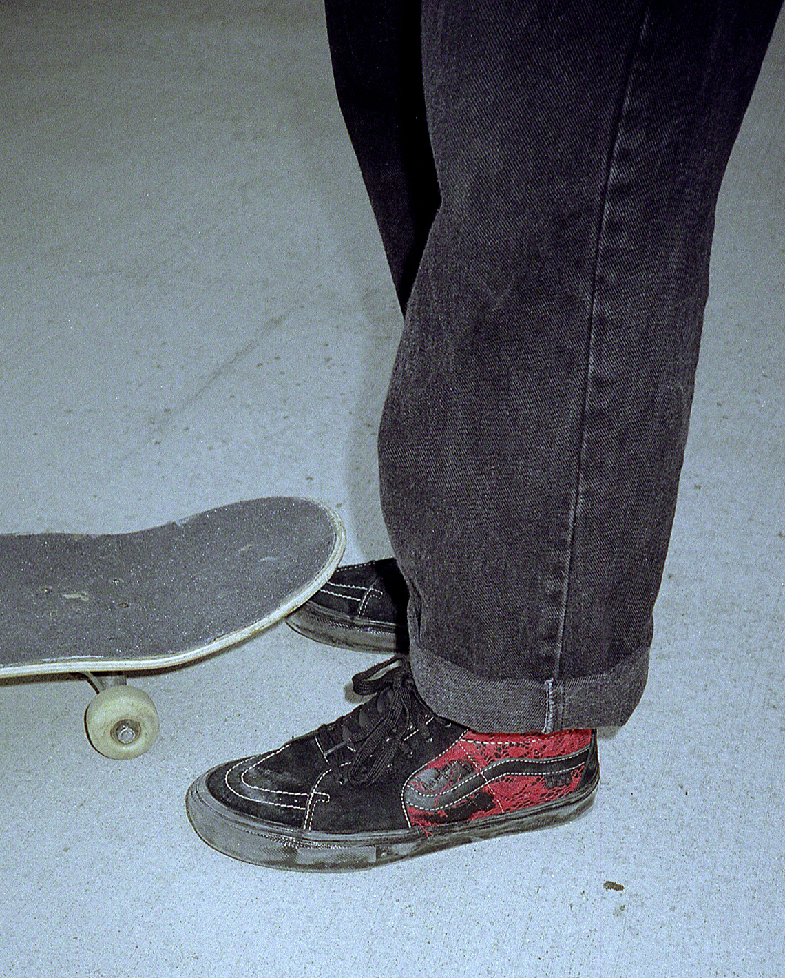 gray and teal vans