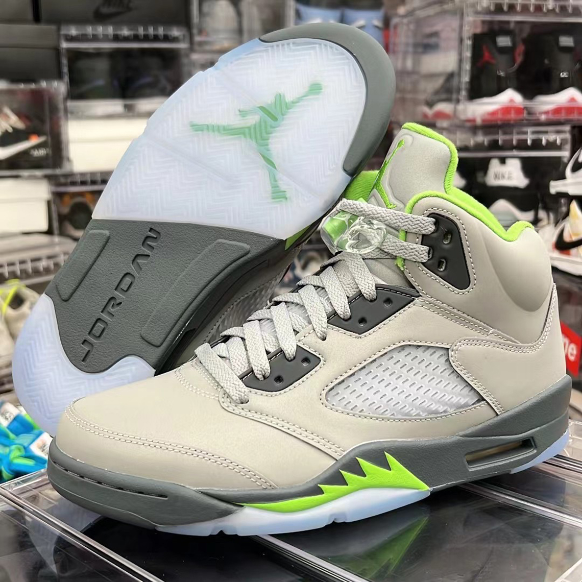 green and white jordan 5