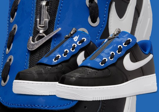Blue Lace-In Zippers Outfit This Lightly Patterned Nike Air Force 1