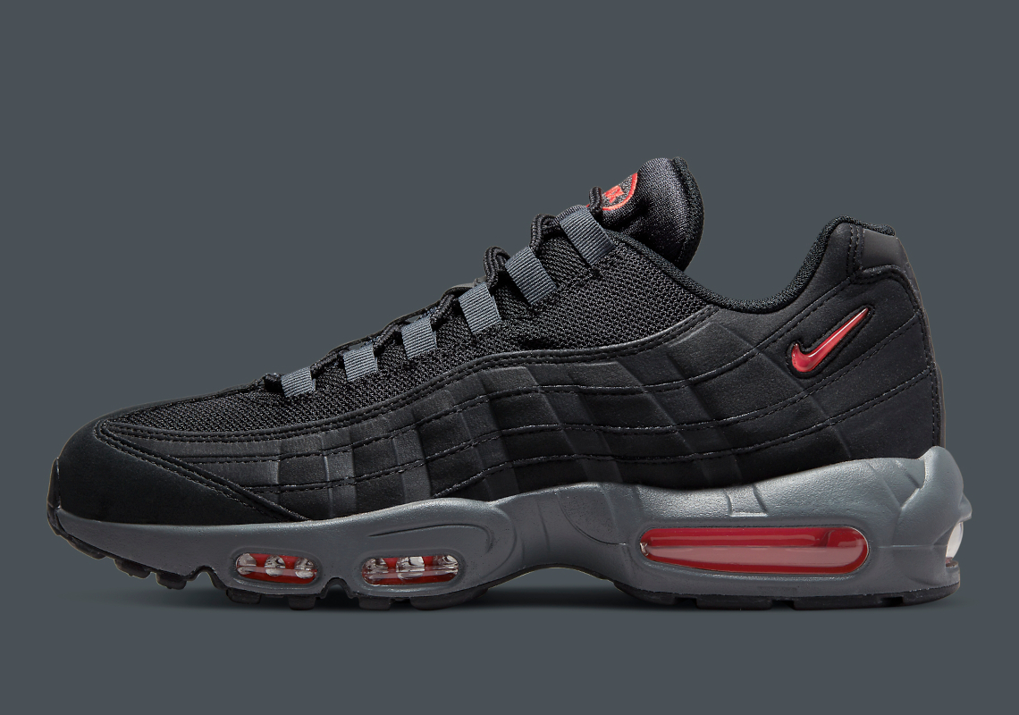 Hits Of Vibrant Red Animate This Stealthy Nike Air Max 95 Ahead Of Valentine's Day