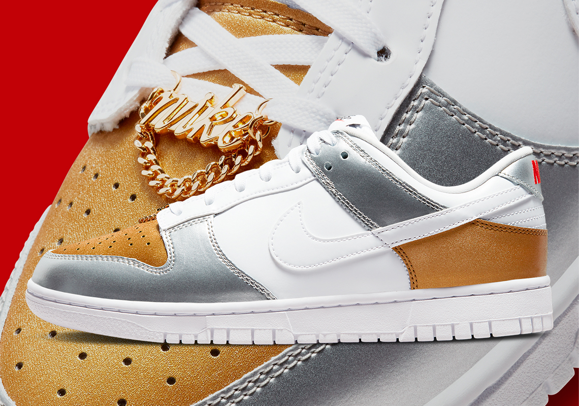 Nike Dunk Low WMNS Gold Silver DH4403-700 Release Date