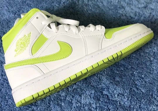 White And Vibrant Neon Green Share An Upcoming Air Jordan 1 Mid