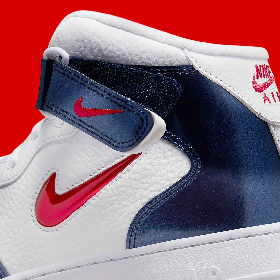 NIKE AIR FORCE 1 MID QS - WHITE/UNIVERSITY RED-MIDNIGHT NAVY-WHITE