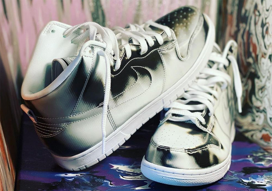 CLOT Nike Dunk High Silver Metallic DH4444-900 | SneakerNews.com