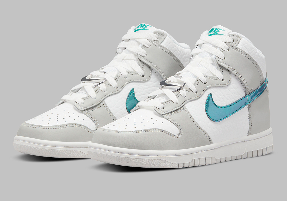 Nike Dunk High White Grey Turquoise DR7855-100 | SneakerNews.com