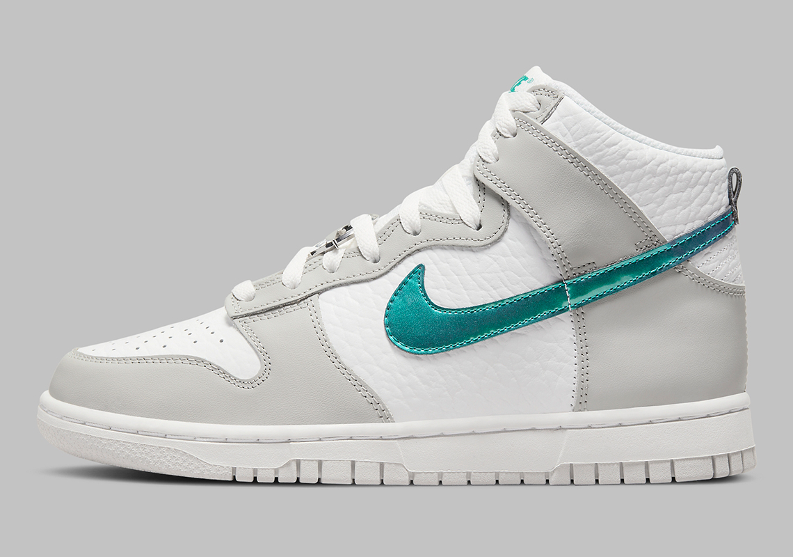 Nike Dunk High White Grey Turquoise Dr7855 100 2