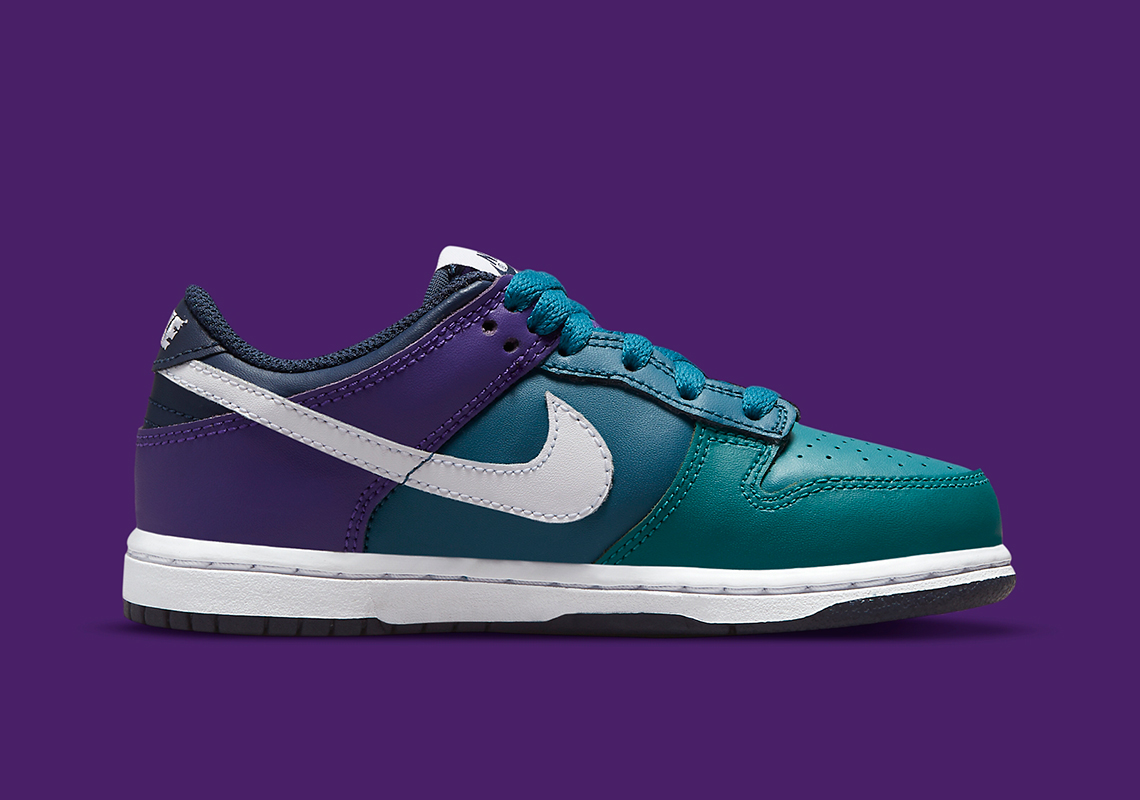 purple and turquoise dunks