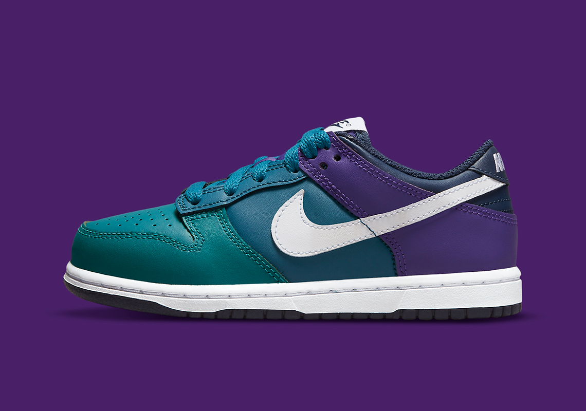 purple and turquoise dunks