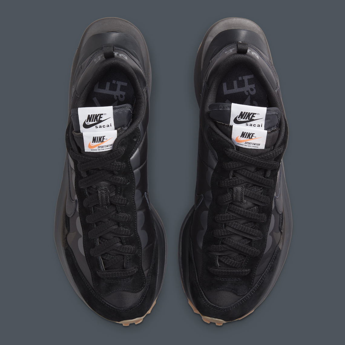 sacai Nike VaporWaffle vapor waffle nike sacai "Black/Gum" DD1875-100 | SneakerNews.com