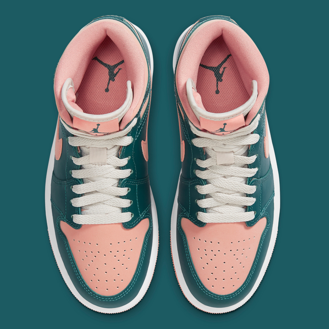 Air Jordan pink and green jordan 1 1 Mid "Dark Teal/Salmon" BQ6472-308 | SneakerNews.com