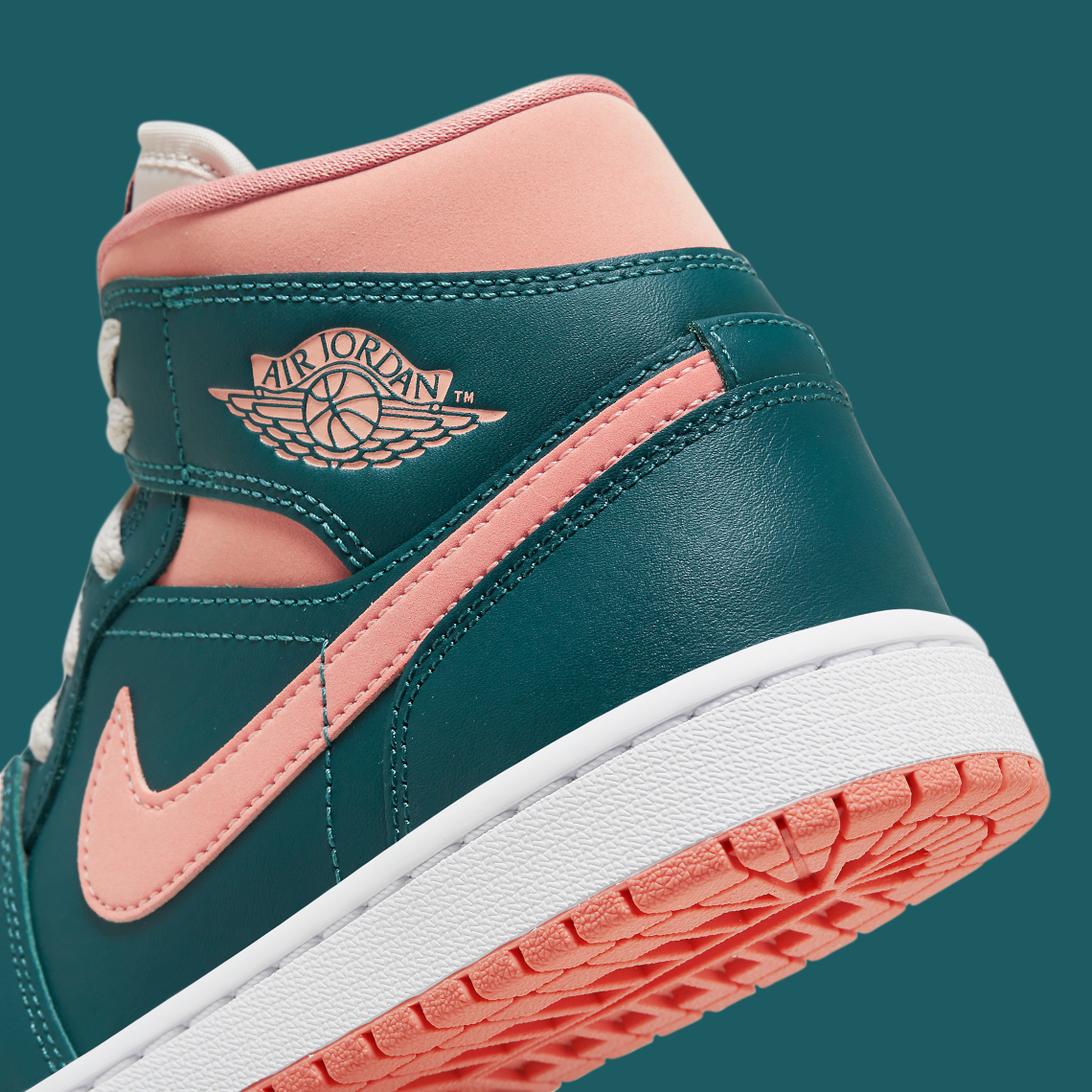 Air Jordan pink and green jordan 1 1 Mid "Dark Teal/Salmon" BQ6472-308 | SneakerNews.com