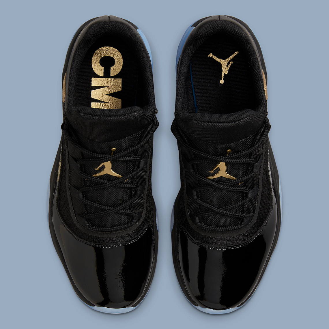 all black jordans with gold logo