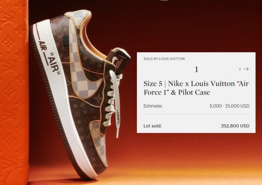 Closing Bids For The Louis Vuitton x Nike Air Force 1 Reached As High As $352,800 USD