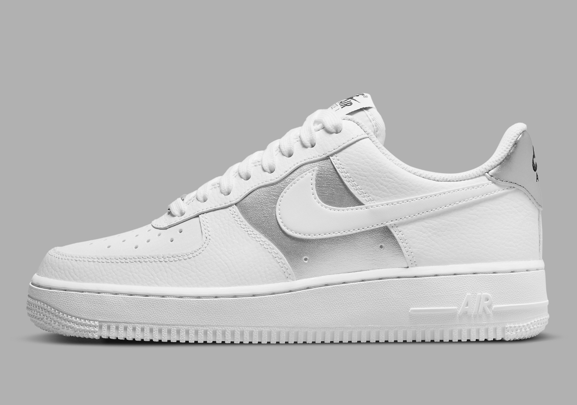 white and silver air force ones