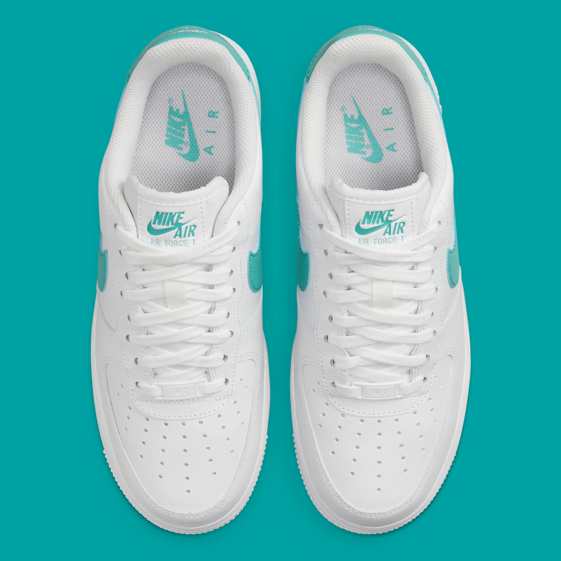 Nike Air Force 1 Low Cut-Out Swoosh (White/Black/Washed Teal/White