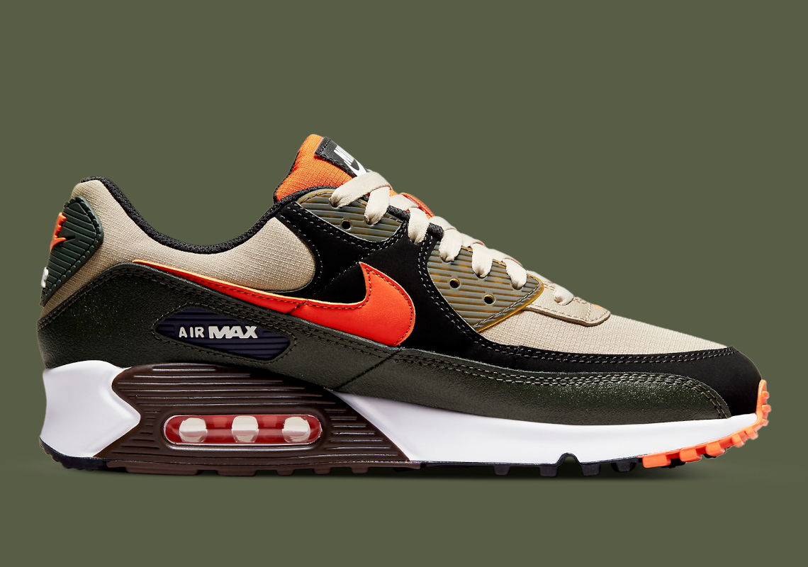 olive green and orange air max